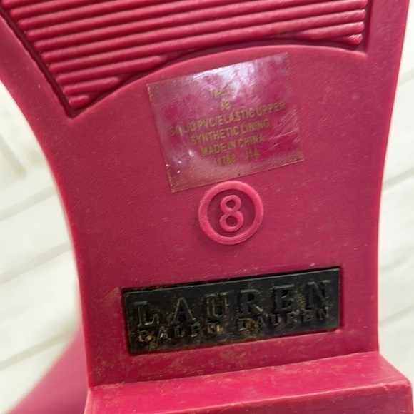 Lauren Ralph Lauren Hot Pink Rubber Chelsea Rain Booties - Picture 8 of 11